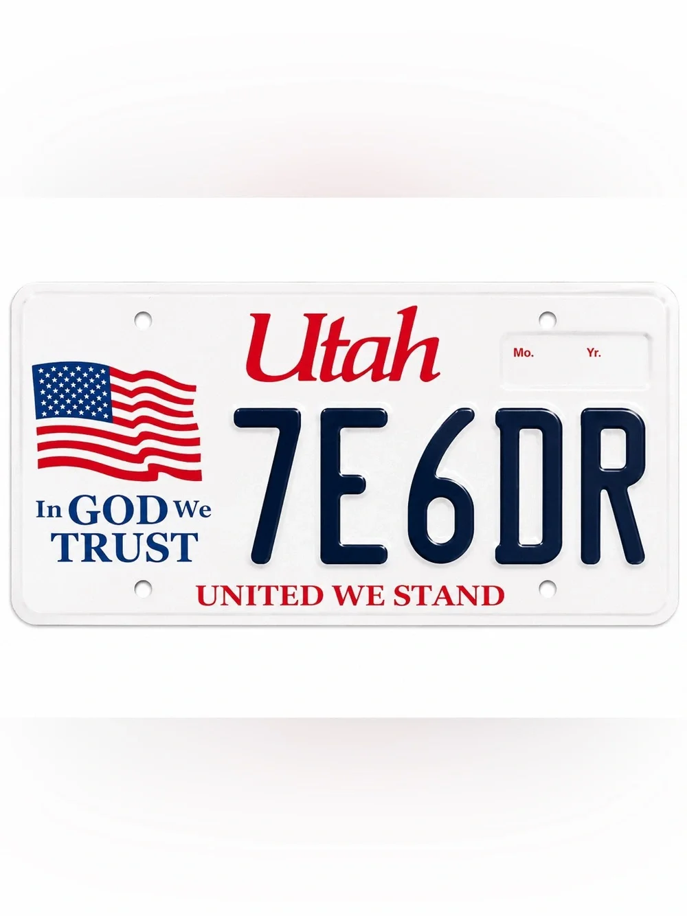 Utah In God We Trust United We Stand License Plate